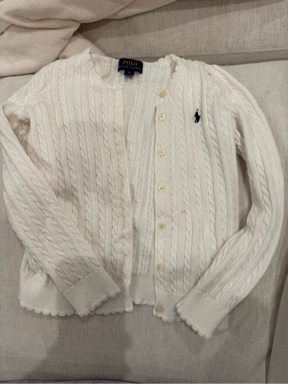 Polo by Ralph Lauren Off-White Cable Knit Button-Front Cardigan